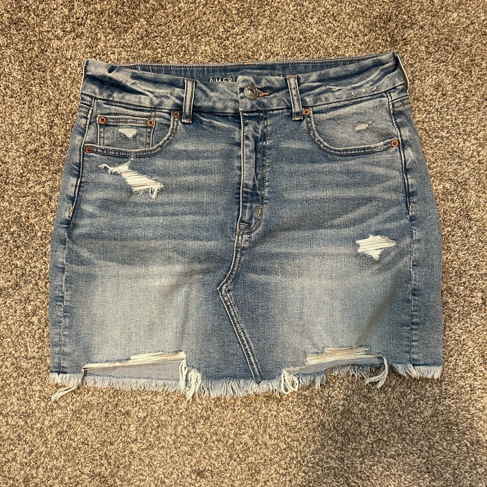 American Eagle Outfitters Denim Distressed Mini Skirt